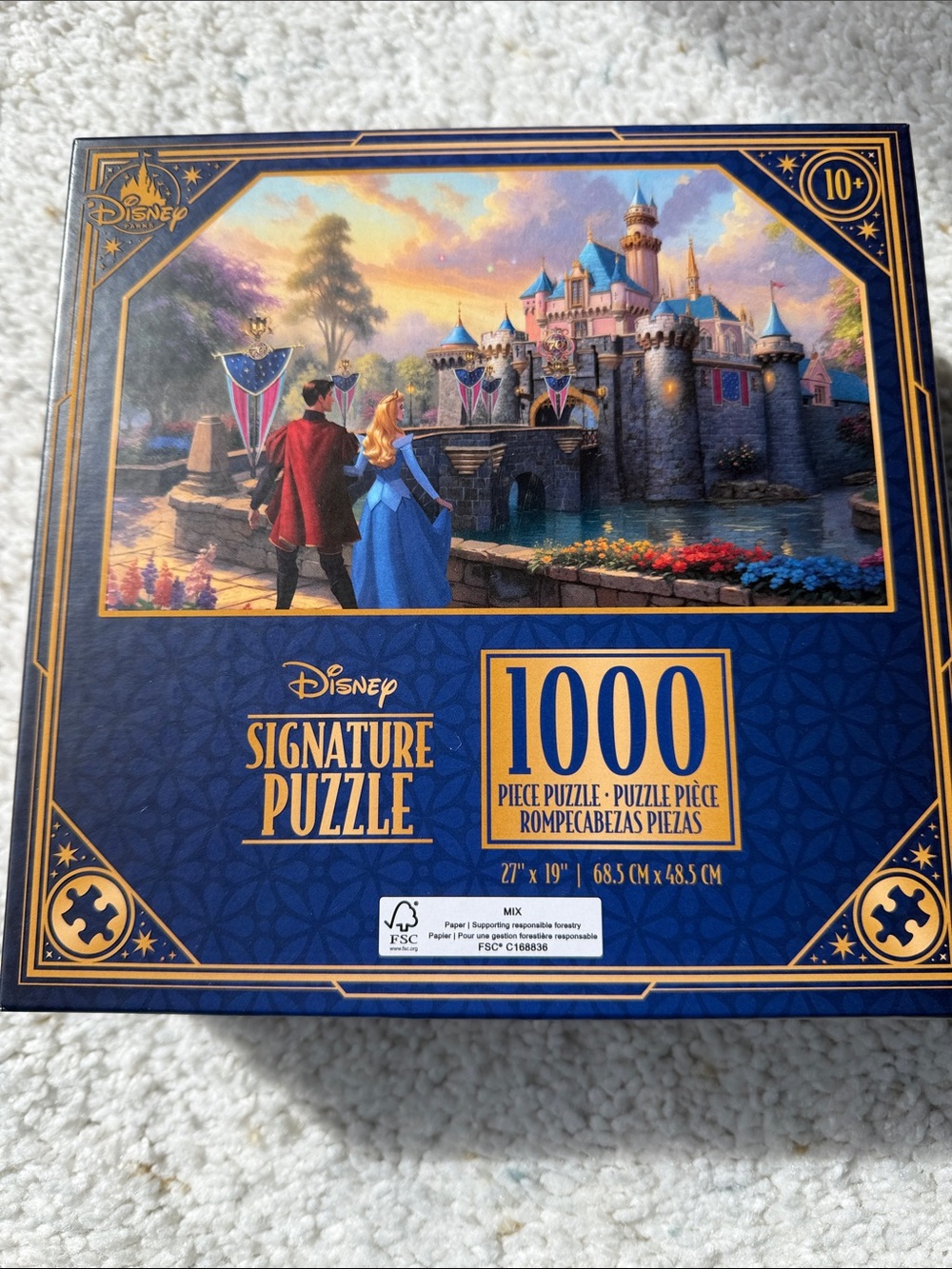New and unopened Disney Signature Puzzle Box in Blue & Gold with Castle Art